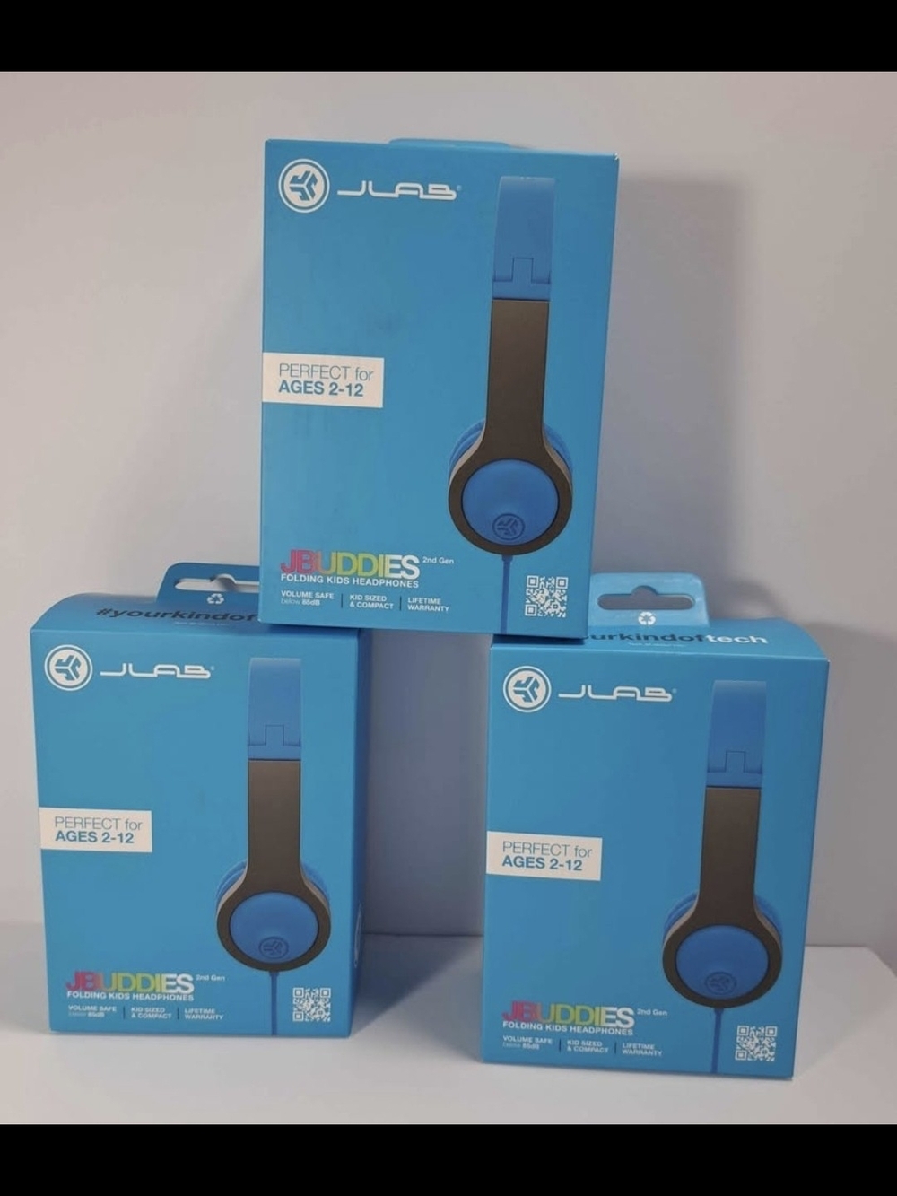 JLab JBuddies Kids On-Ear Headphones Blue Lot of 3